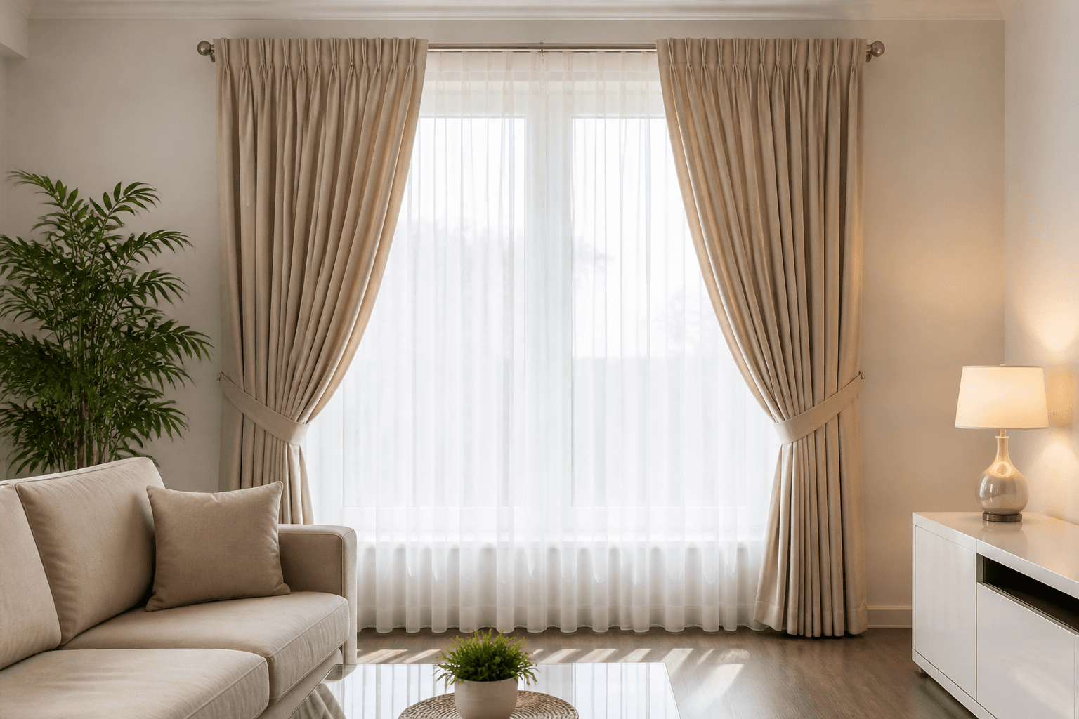 ตัวอย่างการใช้งานในห้องนั่งเล่น — ซ่อมแซมผ้าม่าน